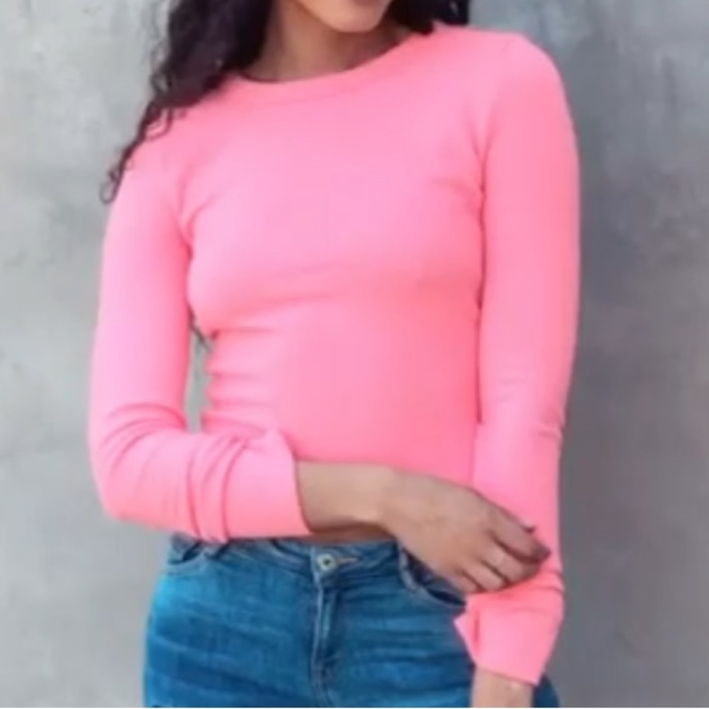 Zara Pink Soft Fleece Long Sleeve Sweater